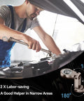Mechanic using Upgraded Double Jointed Extra Long Flex Head Ratchet Wrench Set 6-Piece Metric 8-19mm for engine repair