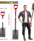 Garden Shovel Flat Spade Edge Trenching Spade With Fiberglass Handle 43 Inch 1050 Manganese Steel Blade Zigzag Tip on display
