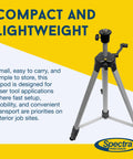 No Sweat Light Duty Aluminum Tripod For Point And Line Laser Levels with compact design and adjustable height for easy transport.