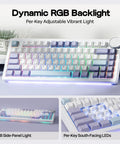 Pro Rig Ready Tri Mode Mechanical Gaming Keyboard With A Massive 40Mm Precision Aluminum Volume Knob For Seamless Streamer Audio Tweaks And Clutch Session Vibes with vibrant dynamic RGB backlight.