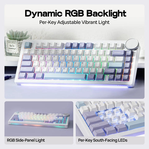 Pro Rig Ready Tri Mode Mechanical Gaming Keyboard With A Massive 40Mm Precision Aluminum Volume Knob For Seamless Streamer Audio Tweaks And Clutch Session Vibes with vibrant dynamic RGB backlight.