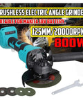 No Fuss Brushless Cordless Angle Grinder Pumped Up For Car Buffing Waxing And Paint Correction With Rugged 18v Lithium Battery And Quick Switch 125 Mm Disc Mount For Top Shelf Auto Finishes Always, featuring 125mm disc and robust build.