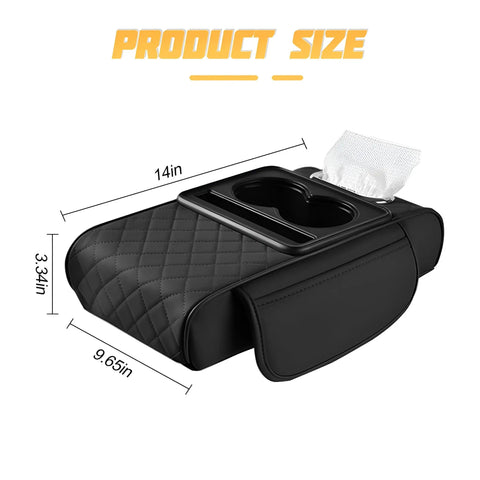 Comfy Car Center Console Armrest Pillow With Memory Foam Leather 4 In 1 Vehicle Arm Rest Cover Tissue Box Cup Holders