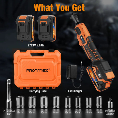 Cordless Three Eighths Inch Ratchet Wrench With Brushless Power, 74 Foot Pounds Of Torque, 0 To 400 RPM Variable Speed, 21 Volt Battery Kit