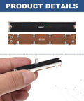 Close-up of Five Pack Pro Grade Linear Slide Potentiometers 7 Pin B10K 60mm Length 45mm Travel 10mm Handle Fader Variable Resistors