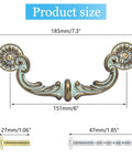 Four Piece 6 Inch Center Hole Pull Handles Set In Zinc Alloy Rustic Vintage Bail Swing Dresser Pulls with hardware and measurements.