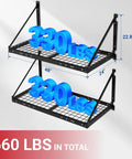 2x4 Ft Wall Mount Garage Storage Shelves 2 Pack Black Heavy Duty Steel Rack 330 Lb Per Shelf 660 Lb Total Load Triangular Brace Design For Stable Wall Organization Of Bins Tools Gear, 48x24 in