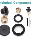 Included components of Oil Rubbed Bronze Bathtub Drain Kit with Lift and Turn Stopper and Overflow Faceplate.