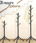 Sturdy Wooden Coat Rack Freestanding With Eight Hooks And Three Adjustable Heights 24 48 69 Inches A Dope Space Saving Organizer displayed