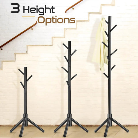 Sturdy Wooden Coat Rack Freestanding With Eight Hooks And Three Adjustable Heights 24 48 69 Inches A Dope Space Saving Organizer displayed
