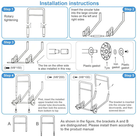 Installation instructions for Heavy Duty Firewood Log Cart Carrier With Pneumatic Rubber Wheels, 250 Lb Load Capacity.