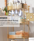 Sleek Clear Acrylic 2 Tier Rolling Utility Cart With Sturdy Handle And Smooth Lockable Wheels Compact Storage Trolley For Kitchen Bathroom Tight Spaces Easy Clutter Control Game Changer with breathable mesh baskets.