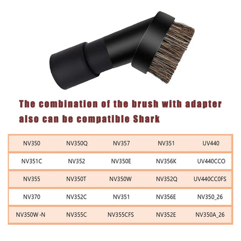 Soft Horse Hair Round Dust Brush 25mm Vacuum Attachment Replacement With One And A Quarter Inch To One And Three Eighths Inch Adapter