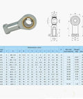 4 Pack 8Mm Female Metric Threaded Rod End Bearings Right Hand Ball Joints Heavy Duty sealed bearing dimensions chart.