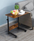 Rock Solid Height Adjustable Computer Desk With Smooth Rollin Casters For Easy Repositioning And Firm Lockdown Heavy Duty Steel Top crafted as a compact workspace beside a sofa.