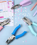12 Pcs Handheld One Quarter Inch Hole Punches For Crafts With Grip Handles in multicolor, ideal for scrapbooks and paper projects.