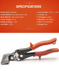 Three Inch Straight Handle Hand Seamer WS3N Pro Grade Metal Bender with non-slip grips displayed with specifications
