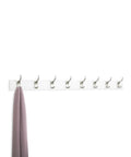 Wall Mounted Coat Rack With Eight Hooks Wood Base Modern White Entryway And Bedroom Organizer For Coats Scarves Towels Leashes And More Space Saving Durable Metal Hooks with towel