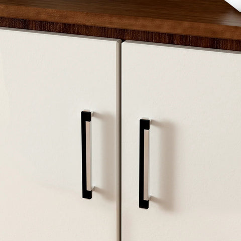 Close-up of 5 Inch Cabinet Pulls 10 Pack Square Zinc Alloy Drawer Handles In Black And Brushed Nickel for kitchen cabinets