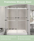 Heavy Duty Frameless Double Bypass Sliding Shower Door 55 To 60 Inches Wide By 76 Inches Tall dimensions and features