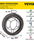 Heavy Duty Pro Grade Drain Cleaning Cable 75ft 3 8 Inch Solid Core Sewer Snake For 2 To 4 Inch Pipes with product specifications