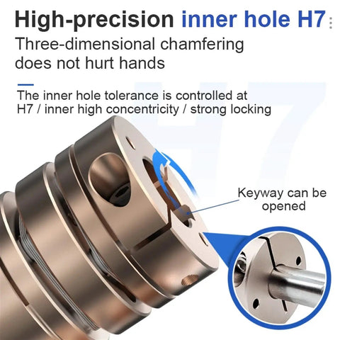 High Precision Double Disc Flexible Coupler For Heavy Duty Industrial Machines 3Mm To 8Mm Shafts showing inner hole H7 tolerance and chamfering.