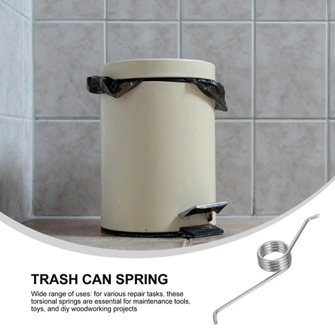 4 Pieces Heavy Duty Metal Torsional Spring Parts For Trash Can Lid Replacement next to a kitchen bucket.