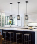 Modern Crystal Pendant Lights 3 Pack Matte Black Finish Hanging Fixtures With Clear Faceted Crystals For Living Room Kitchen And Hallway Totally Chic Contemporary Chandelier Lighting Set in kitchen view