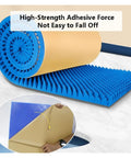 Top Shelf Self Adhesive Soundproofing Foam Acoustic Panels 5Cm Thick Flame Retardant Polyurethane Egg Crate Noise Reduction Mat For Studio Walls Heavy Duty Build Hits Different In Black, showing blue foam roll with strong adhesive.