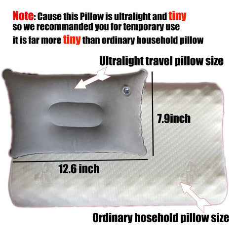 Comparison of 2Pack Ultralight A4 Travel Pillow With Flocked Fabric and ordinary pillow, 12.6x7.9 inches, gray