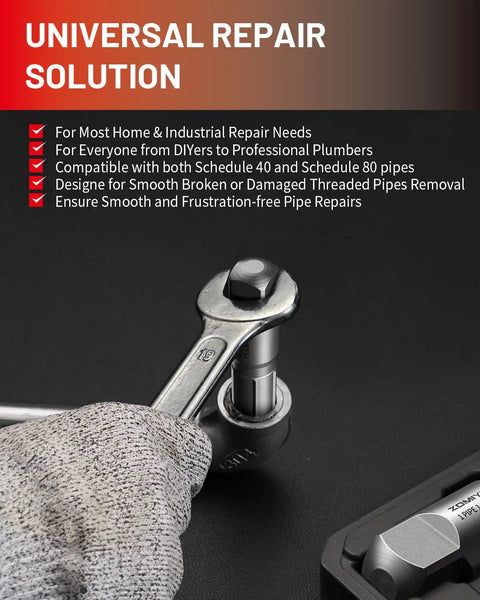 Heavy Duty Pipe Extractor Set For Removing Broken Damaged Threaded Pipes And Fittings From One Eighth Inch To One Inch tool in use