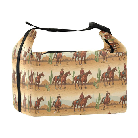 Cowboy Themed Lunch Bag Insulated Tote For Everyday Grub, Leakproof Reusable with cowboy print, large capacity