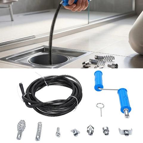 Slick Heavy Duty Drain Auger Attachment For Kitchen And Bathroom Sink and 5 Meter Flex Cable with Turbo Cutter Heads in use.