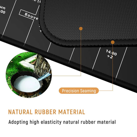 Close-up of XXL Extended Gaming Mouse Pad With Premium Non Slip Base For Office And Gaming Setups 35.4 Inch By 15.7 Inch World Map Design showing precision seaming and natural rubber material.