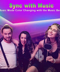Group enjoying party vibe with Ultra Long RGB LED Strip Lights 130ft Two Rolls Of 65ft Each With App Control Music Sync And Color Changing Modes