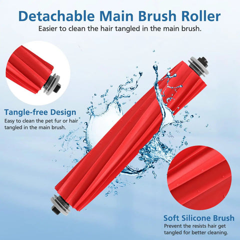 Detachable main brush roller from S7 Series Robot Vacuum Replacement Parts Kit with tangle-free and soft silicone design.