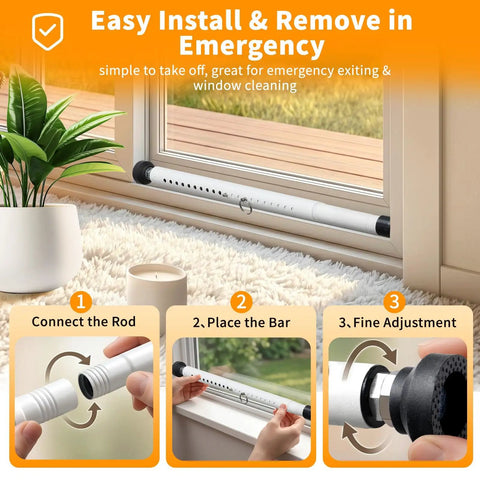 Heavy Duty Sliding Door Security Bar 18 To 51 Inches Adjustable With Rubber Tips Burglar Proof For Glass Doors Installation
