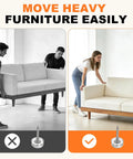 No Sweat 24 Pack Transparent Furniture Sliders With NailOn Pins For Gliding Pads On Hardwood Floors in use under a couch.