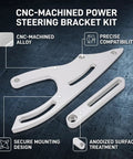 Heavy Duty Billet Aluminum CNC Power Steering Pump Bracket Kit Mid Mount V Belt Fit For 289 302 351W SBF Engines Plus 64-69 Cars And Trucks Make Your Ride Rock Smooth, CNC-machined alloy bracket