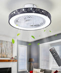 Dope Black Iron Ceiling Fan With Remote Control And Dimmable LED Lights 48W Industrial Enclosed Low Profile 19 Inch Indoor Fan