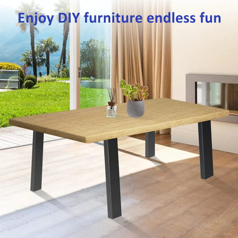 Built Legit Tough 30 Inch Heavy Duty Steel Table Legs With Wide Industrial Crossbar DIY Black Metal Furniture Base For Desks Dining Tables And Garage Workbenches in a modern living room.