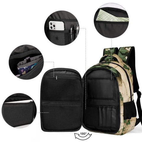 Trailing Ivy On Brick Wall Print Backpack For Everyday Carry Unisex Large Capacity Daypack Durable Polyester With Smooth Zipper