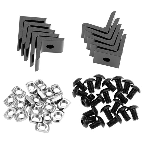 Aluminum 2020 Corner Bracket Set With 20 M5 Bolts And 20 T Slot Nuts For 6mm T Slot And V Slot 10 Piece Kit black brackets
