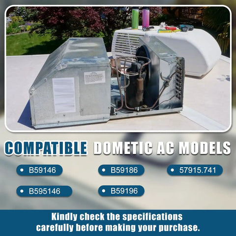 RV Air Conditioner Motor Capacitor 60 5 MFD Replacement For RV A C Units shown with compatible models B59146 B595146