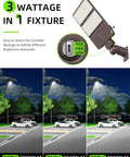 240W LED Parking Lot Light With Photocell, adjustable wattages 192W to 320W, shoebox flood light for parking lots at night