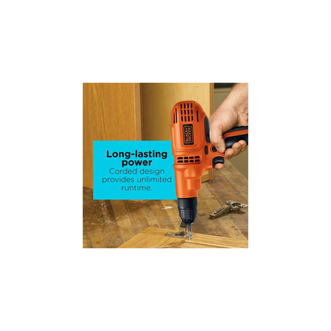 Corded Drill With 5.5 Amp Motor And 3/8 Inch Chuck, Variable Speed For Precise Drilling, Compact And Handy For Tight Spaces, Onboard Bit Storage For Quick Bit Changes And Small DIY Projects