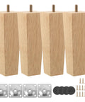 Heavy Duty Wood Square Furniture Legs Set With Screws 6.7 Inch Replacement Feet For Sofa Coffee Table Bench And Home Office Use Sturdy Wooden Couch Leg Risers To Stabilize Furniture