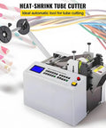 Tiuheyo Automatic Pipe Cutter Machine MCU Controlled Heat Shrink Tube Trimmer for wax fiberglass tubing, featuring CNC controls and precision slicing.