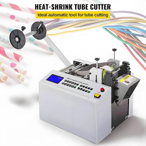 Tiuheyo Automatic Pipe Cutter Machine MCU Controlled Heat Shrink Tube Trimmer for wax fiberglass tubing, featuring CNC controls and precision slicing.