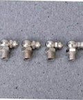 Grease Zerk Fittings Kit, 45-Piece Metric Assortment With Straight, 45-Degree, And 90-Degree Angles For Bearings And Equipment displayed on gray surface